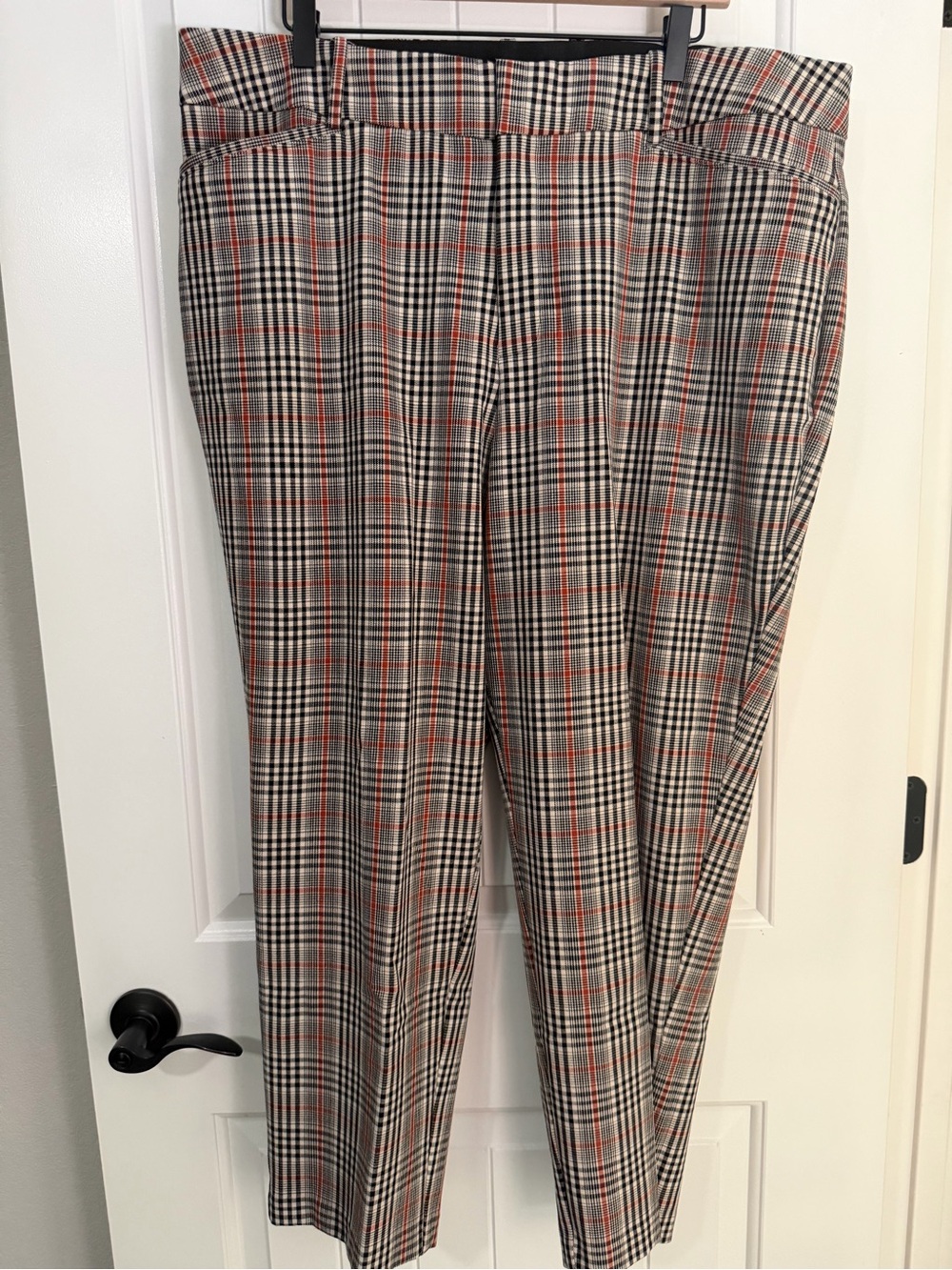 Ava & Viv Black, White & Orange Plaid Straight-Leg Pants